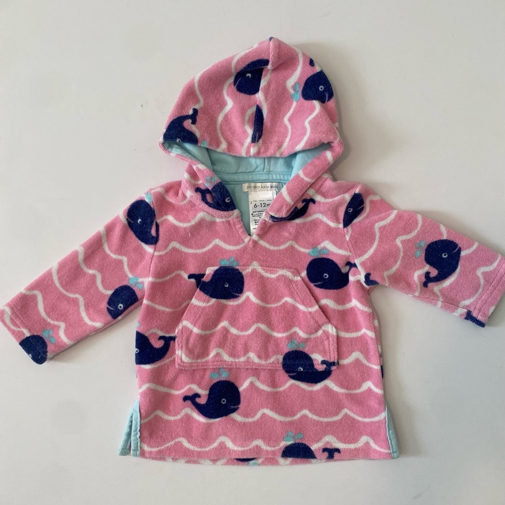 Pottery Barn Kids Pink Whale Beach CoverUp 6-12M